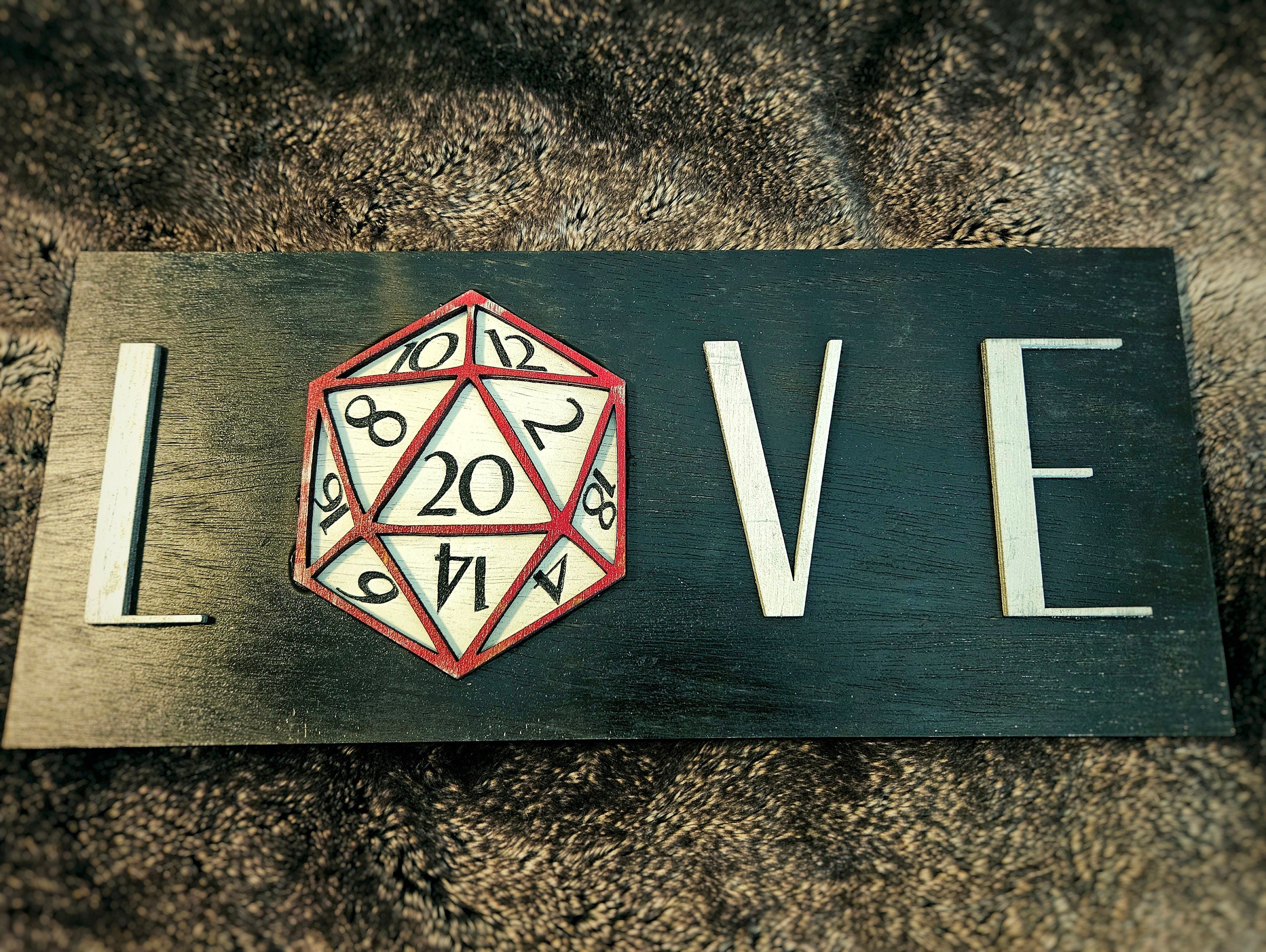 D20 Love - Role Play Games - Wood Carved Sign