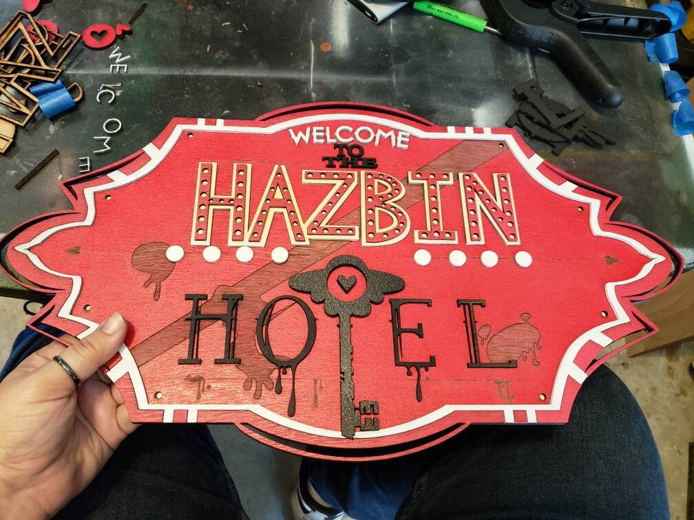 Hazbin Hotel  - Hotel Marquee - Wood Carved Sign
