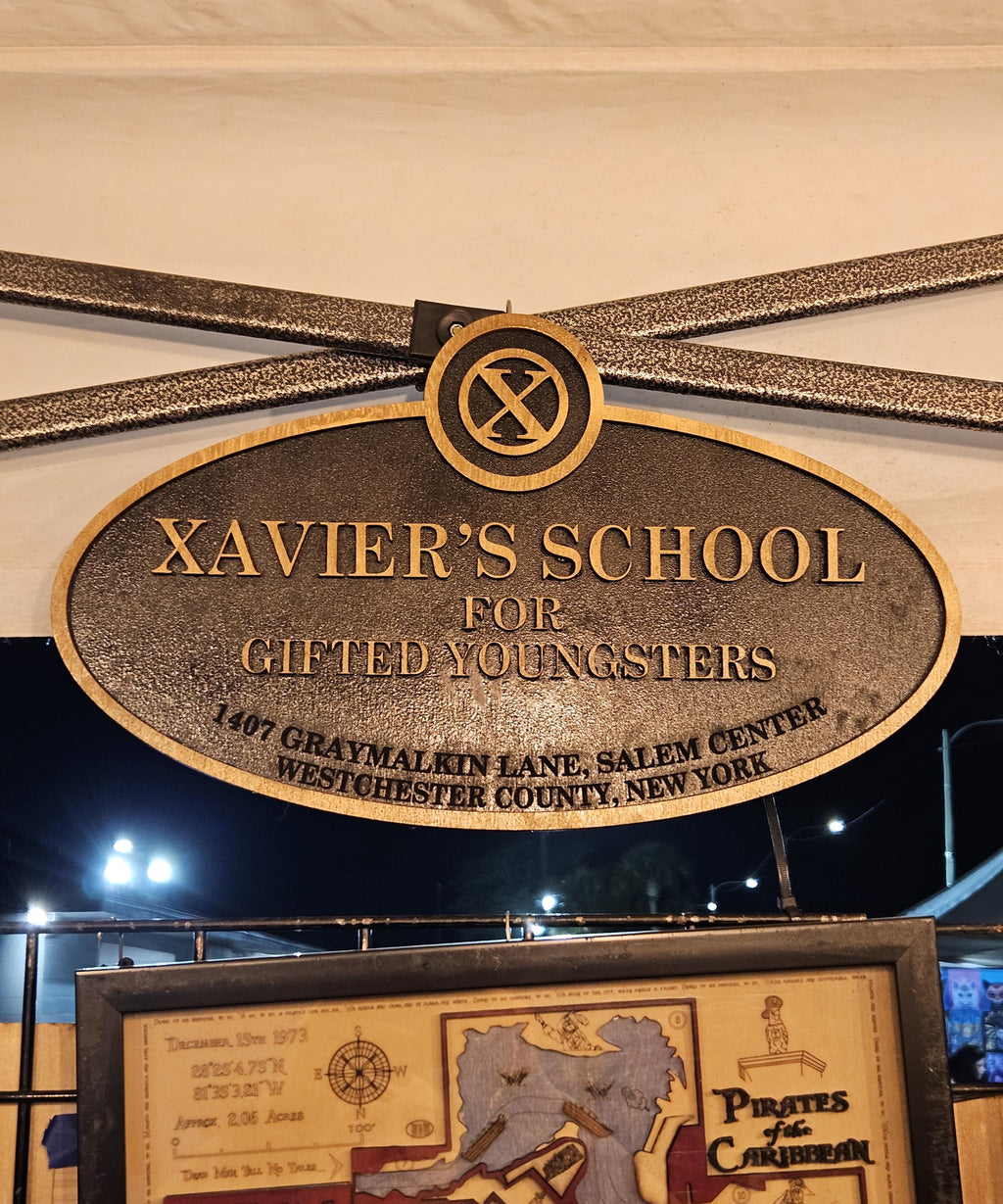 Xavier School - X Men - Wood Carved Sign