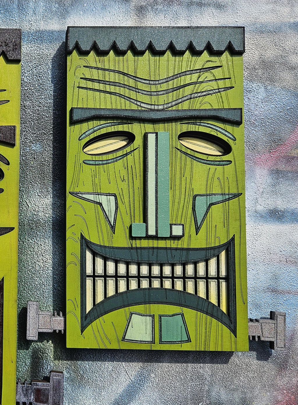 Frankenstein's Monster Tiki Art: Carved Wood Wall Decor