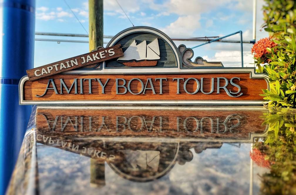 Captain Jake's Amity Boat Tours / Jaws The Ride - Wood Carved Sign