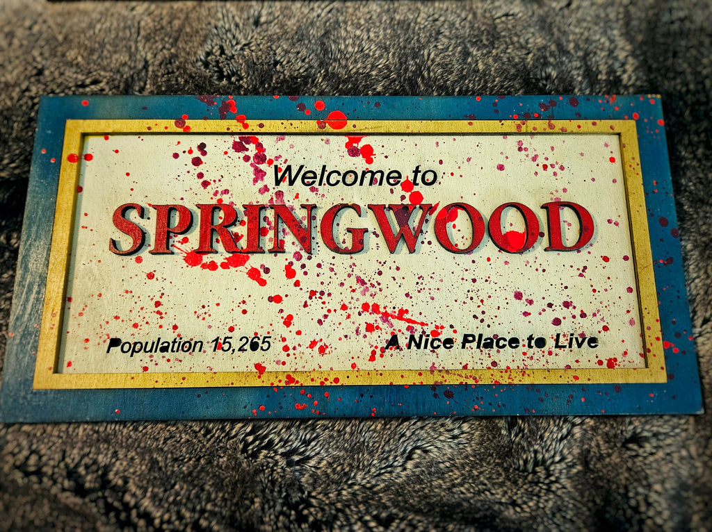 Welcome to Springwood - Nightmare on Elm Street - Wood Carved Sign