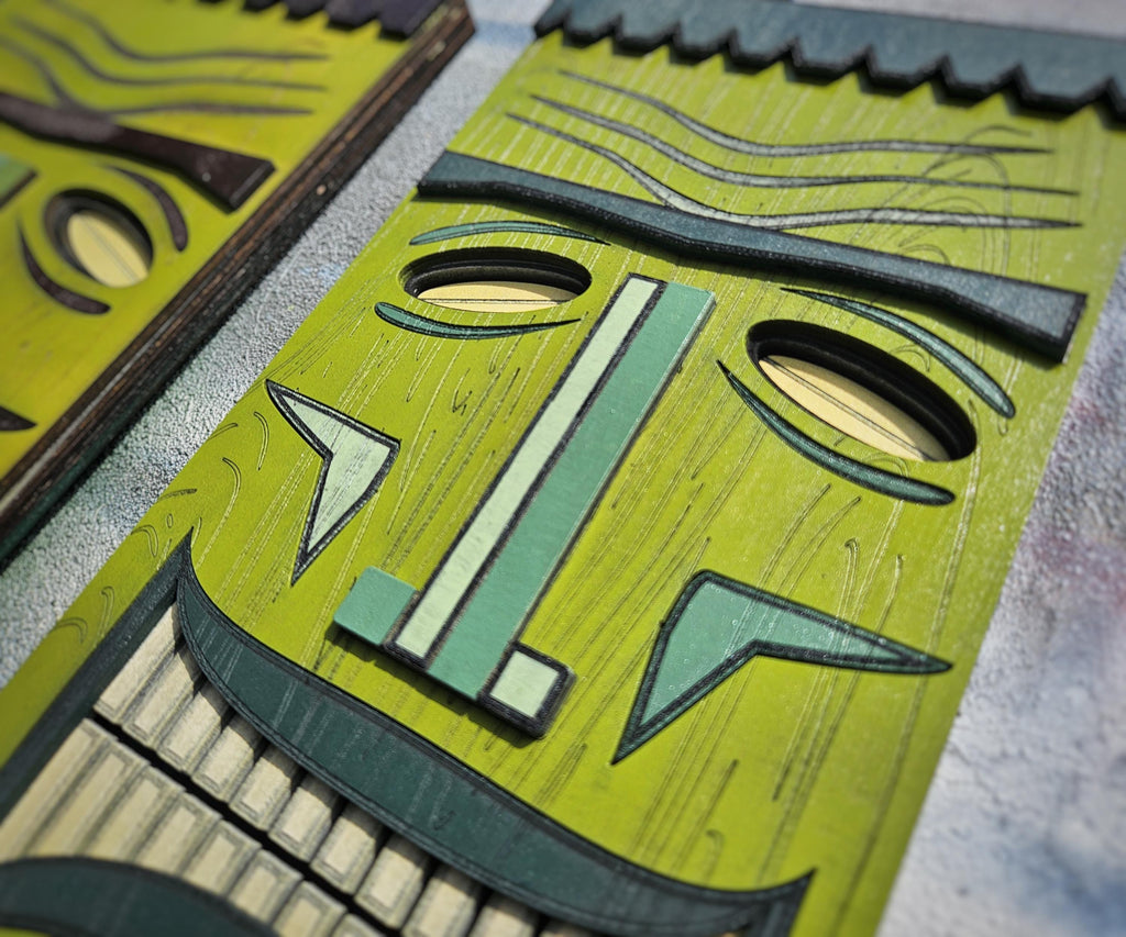 Frankenstein's Monster Tiki Art: Carved Wood Wall Decor