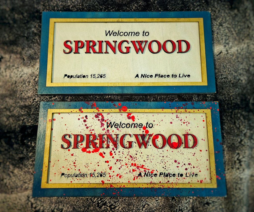 Welcome to Springwood - Nightmare on Elm Street - Wood Carved Sign