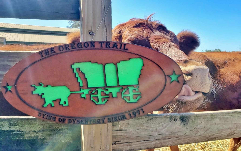 The Oregon Trail - Retro Computer Game - Glow in the Dark - Wood Carved Sign