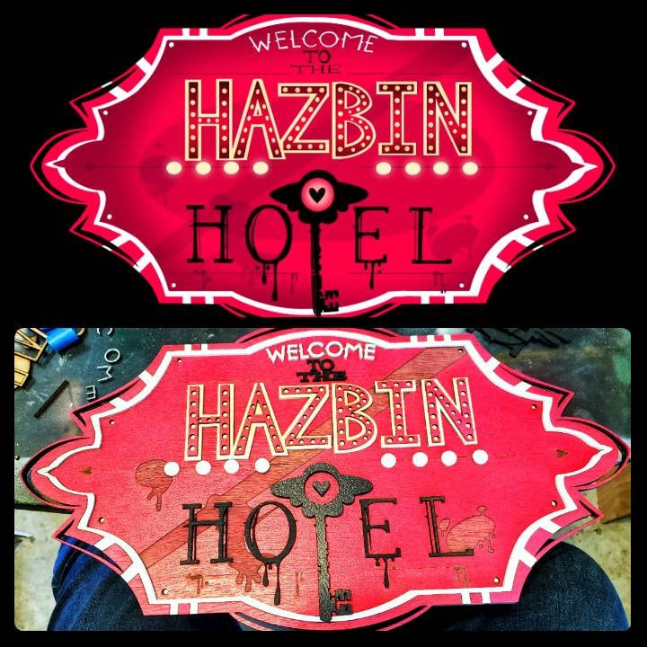 Hazbin Hotel  - Hotel Marquee - Wood Carved Sign
