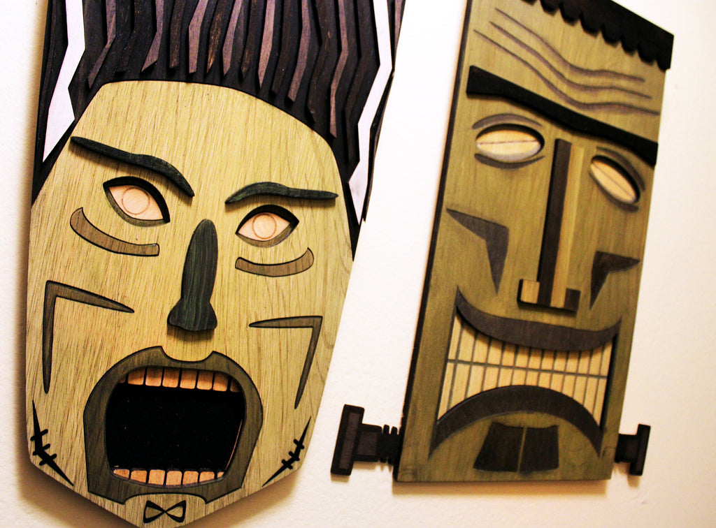 Bride of Frankenstein - Monster Tiki - Carved Wood Wall Art