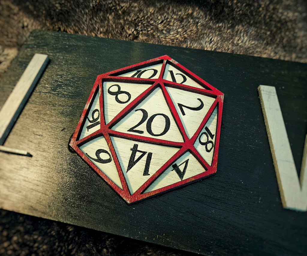 D20 Love - Role Play Games - Wood Carved Sign