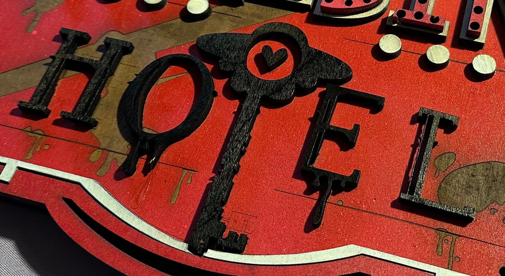 Hazbin Hotel  - Hotel Marquee - Wood Carved Sign
