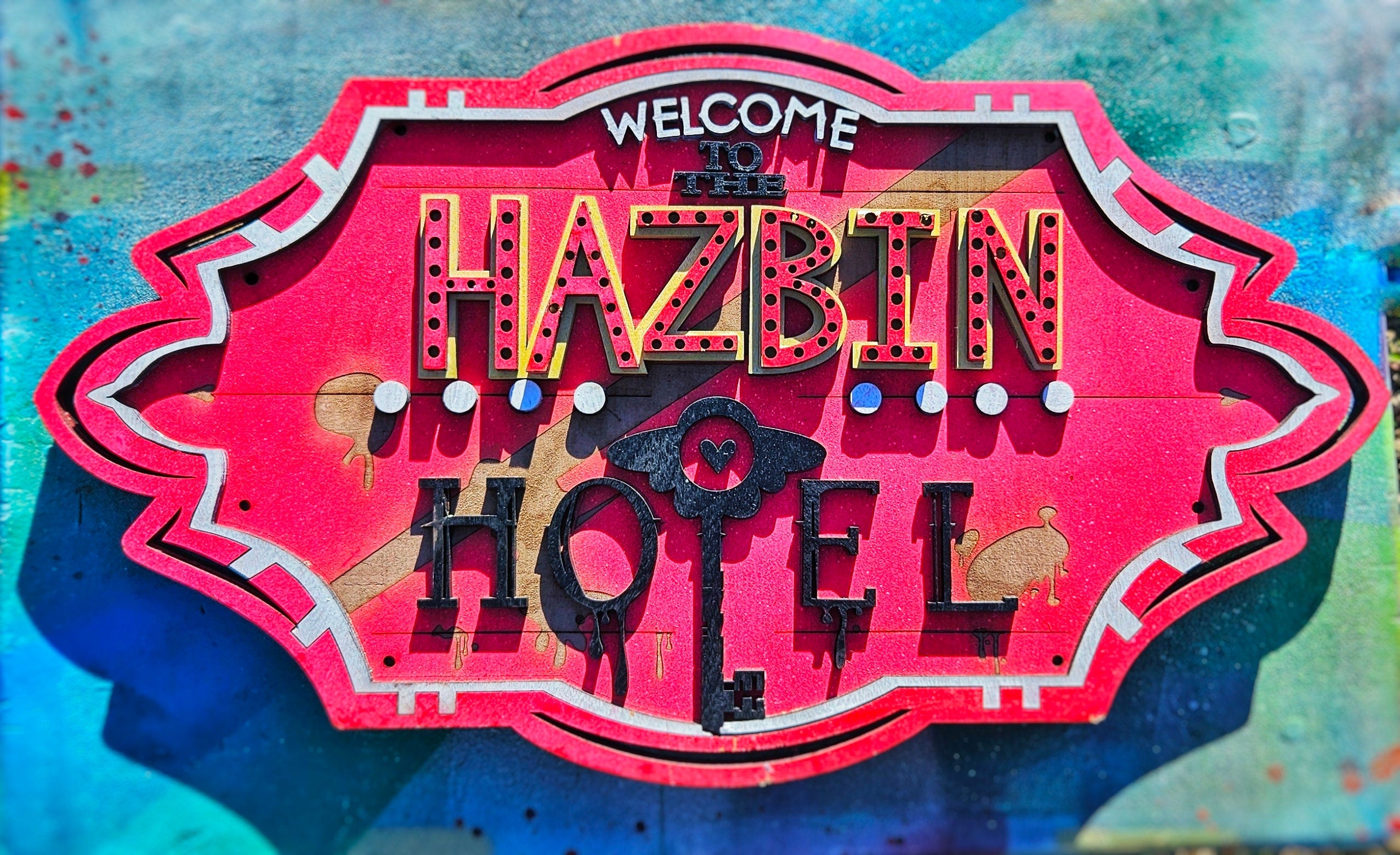 Hazbin Hotel  - Hotel Marquee - Wood Carved Sign