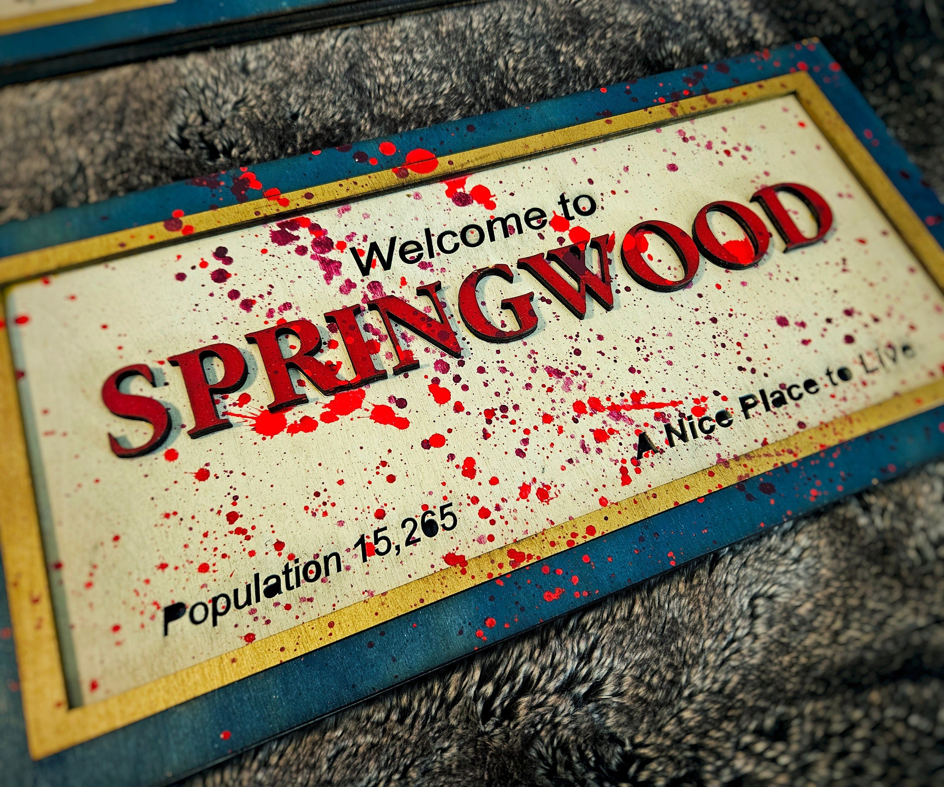Welcome to Springwood - Nightmare on Elm Street - Wood Carved Sign