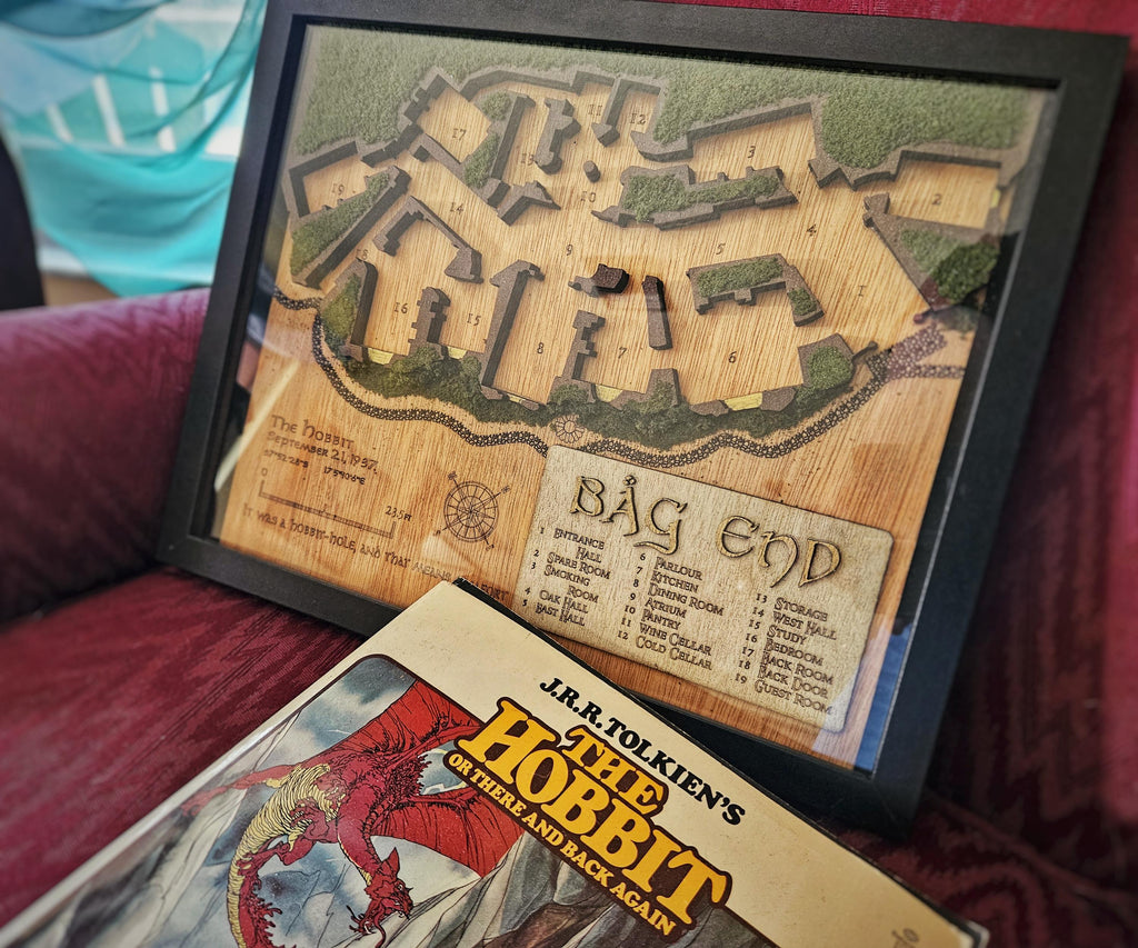 Bag End - 3D Wooden Map - Lord of the Rings Inspired - Shadowbox Decor