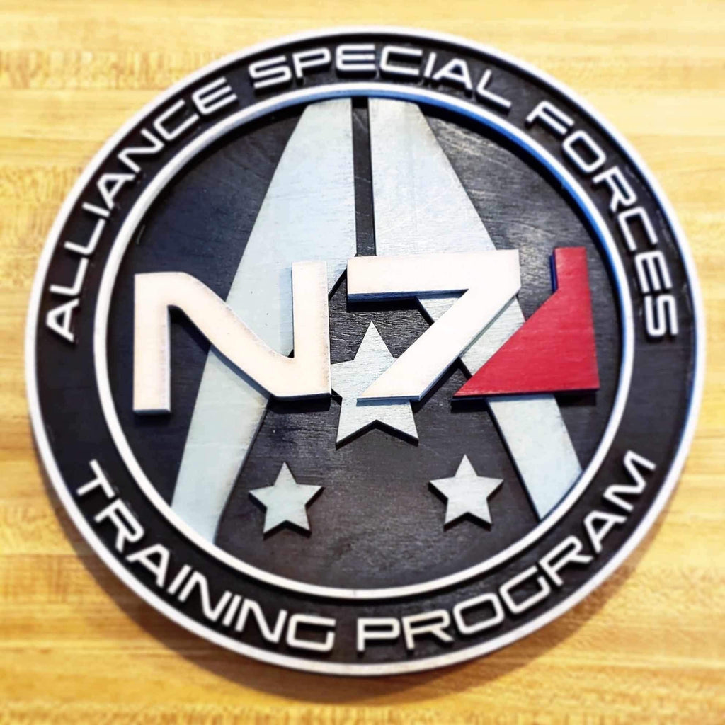 N7 Alliance Special Forces Training Program - Mass Effect - Wood Carved Sign