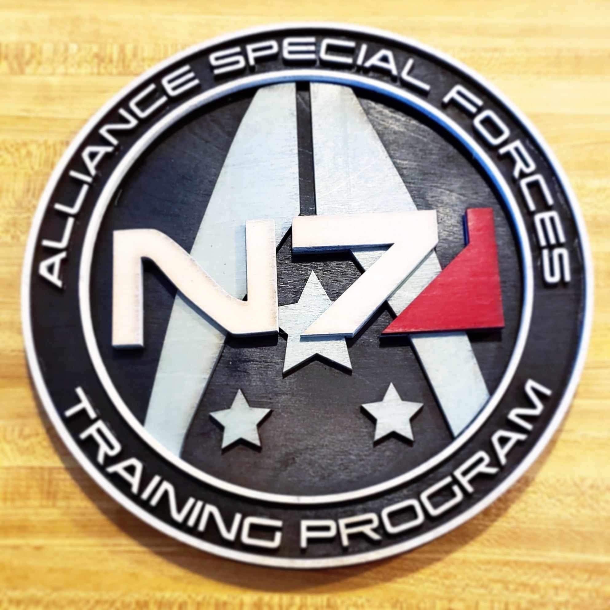 N7 Alliance Special Forces Training Program - Mass Effect - Wood Carved Sign