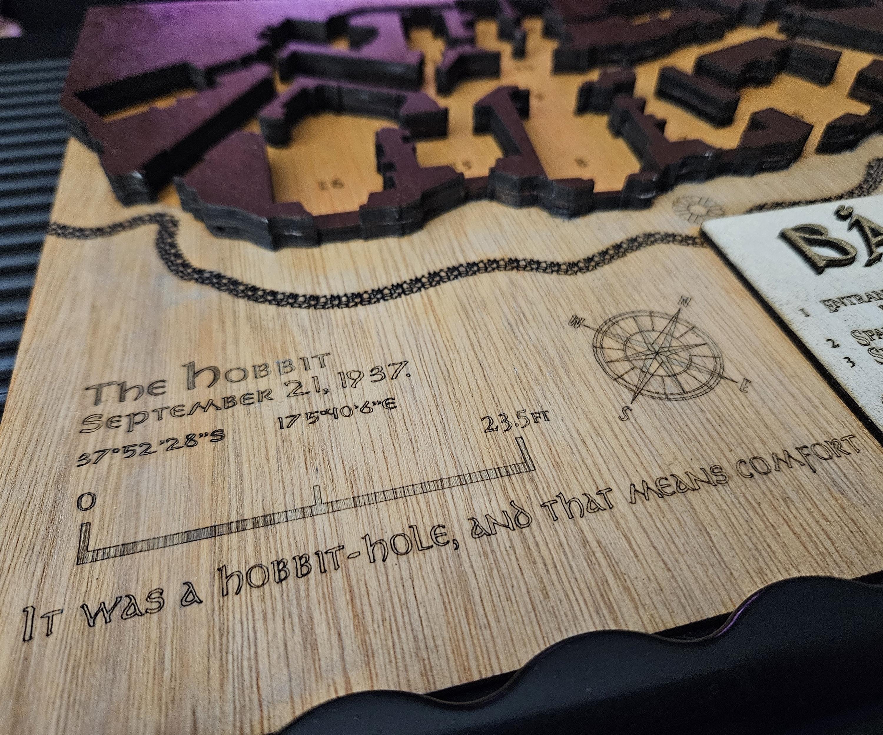 Bag End - 3D Wooden Map - Lord of the Rings Inspired - Shadowbox Decor