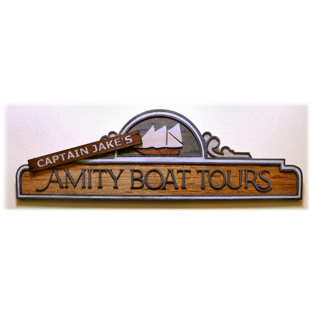 Captain Jake's Amity Boat Tours / Jaws The Ride - Wood Carved Sign