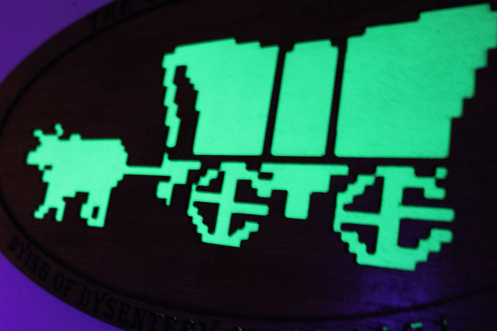 The Oregon Trail - Retro Computer Game - Glow in the Dark - Wood Carved Sign