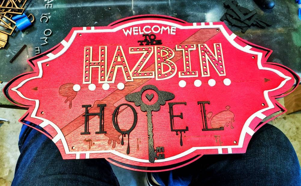 Hazbin Hotel  - Hotel Marquee - Wood Carved Sign