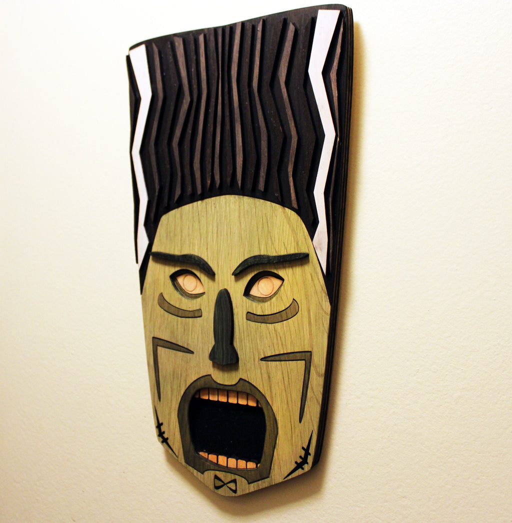 Bride of Frankenstein - Monster Tiki - Carved Wood Wall Art