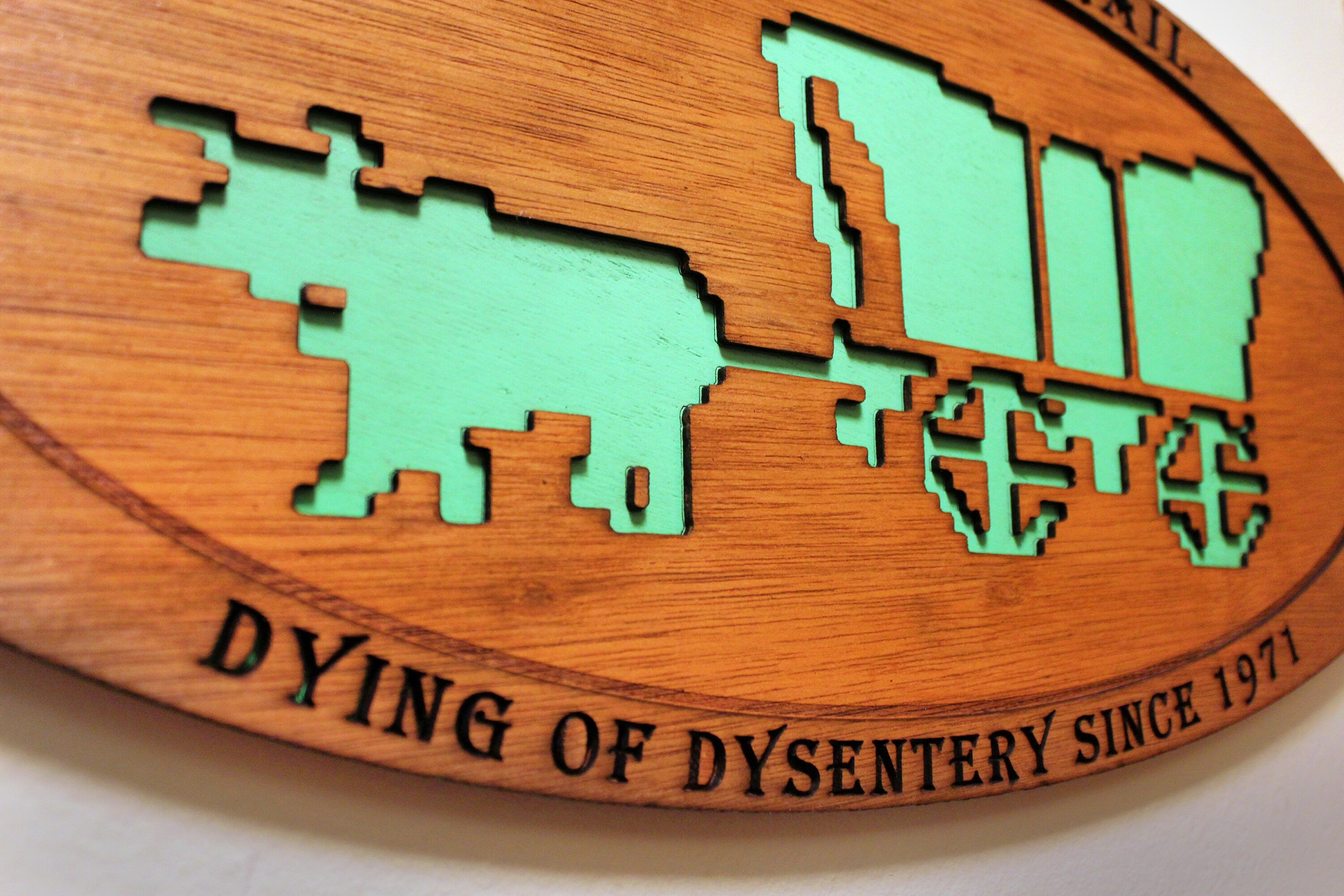 The Oregon Trail - Retro Computer Game - Glow in the Dark - Wood Carved Sign