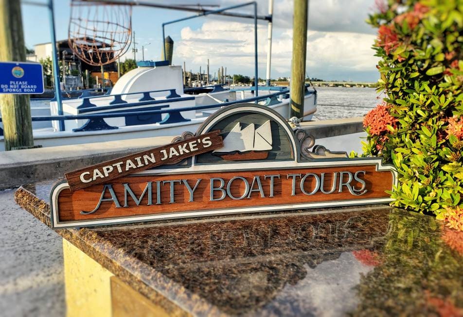 Captain Jake's Amity Boat Tours / Jaws The Ride - Wood Carved Sign