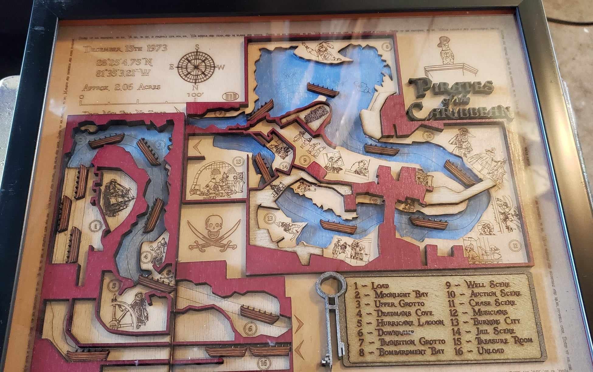 Pirates of the Caribbean - Wood Relief Carving - Walt Disney World Dark Ride - Shadow Box
