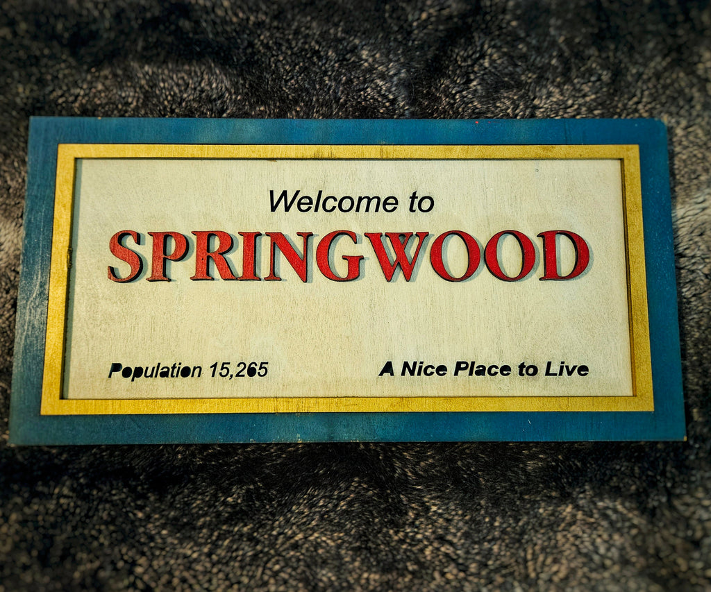 Welcome to Springwood - Nightmare on Elm Street - Wood Carved Sign