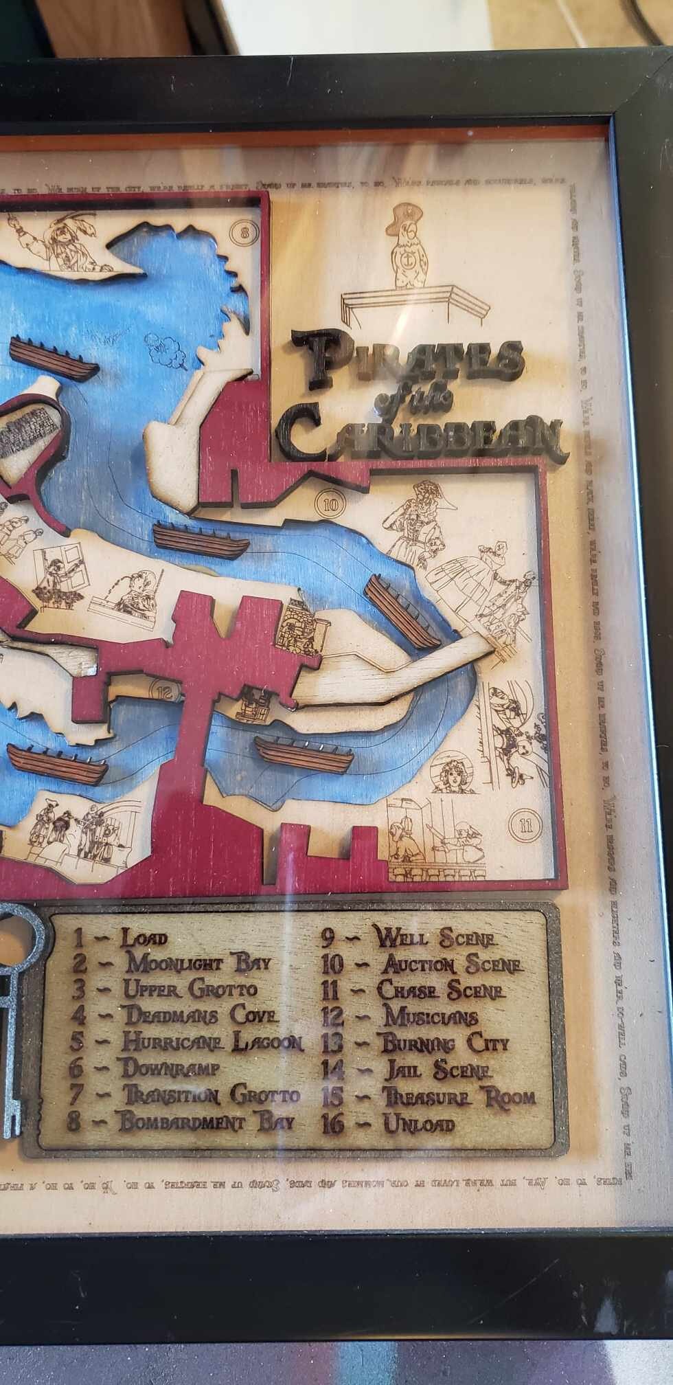 Pirates of the Caribbean - Wood Relief Carving - Walt Disney World Dark Ride - Shadow Box