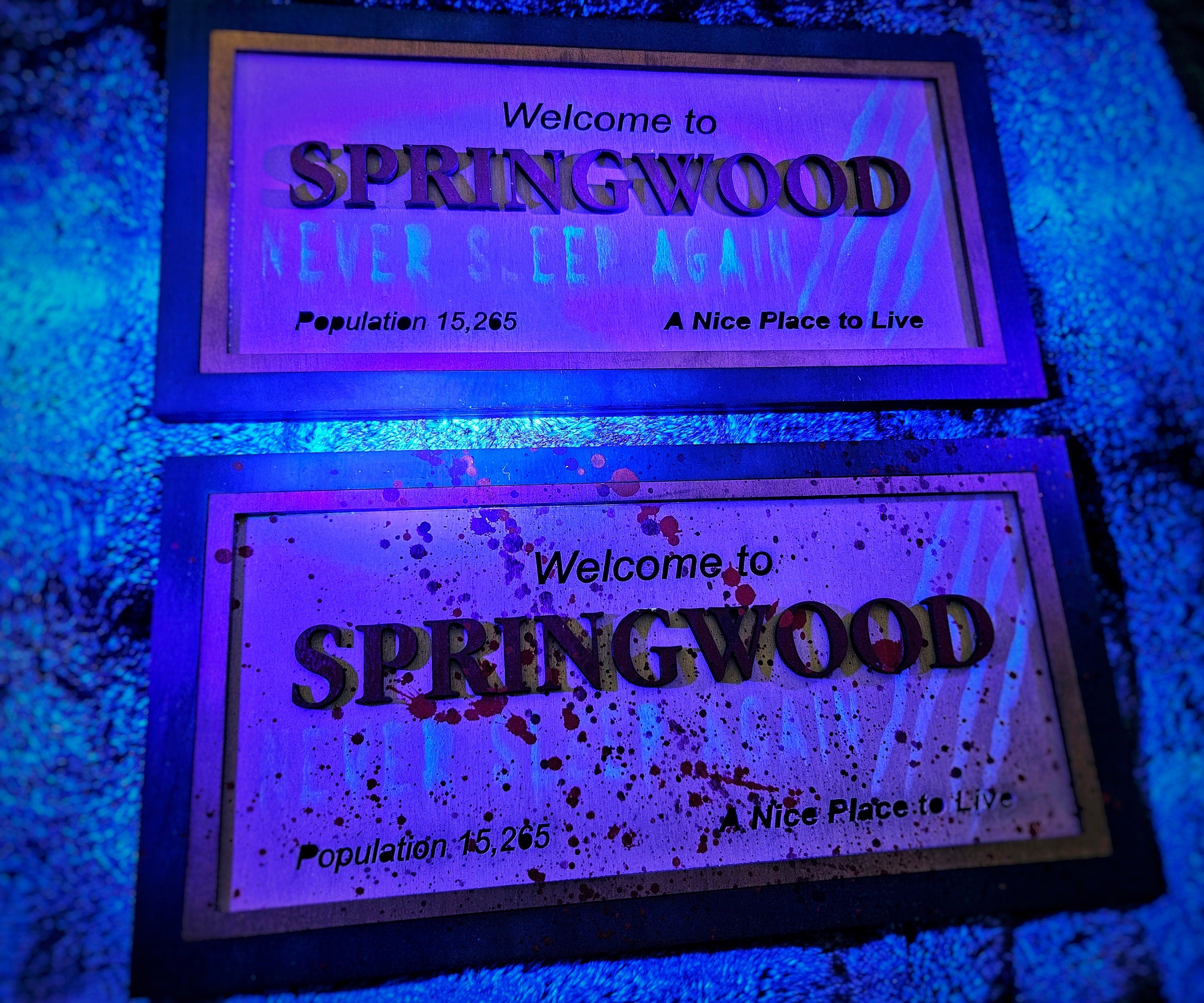 Welcome to Springwood - Nightmare on Elm Street - Wood Carved Sign