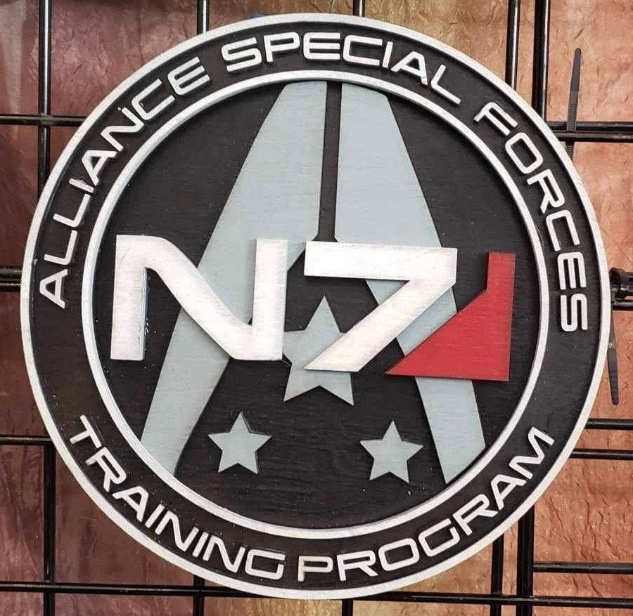 N7 Alliance Special Forces Training Program - Mass Effect - Wood Carved Sign