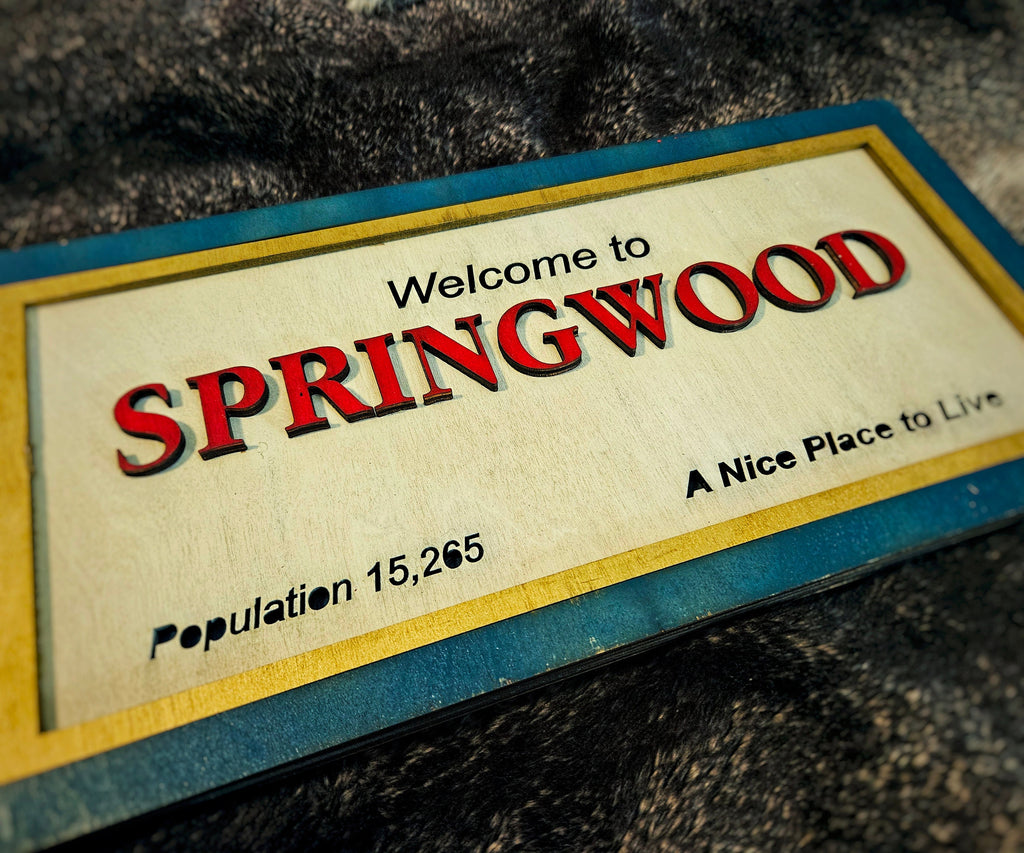 Welcome to Springwood - Nightmare on Elm Street - Wood Carved Sign