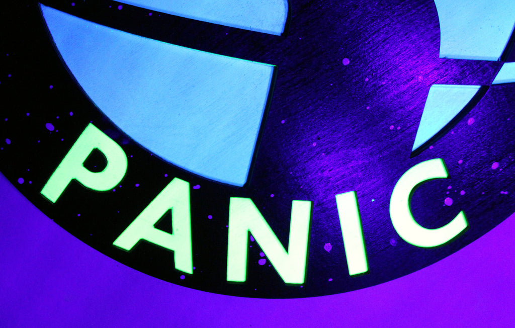 Don't Panic - Hitchhiker's Guide to the Galaxy Logo - Wood Carved Sign - UV Reactive