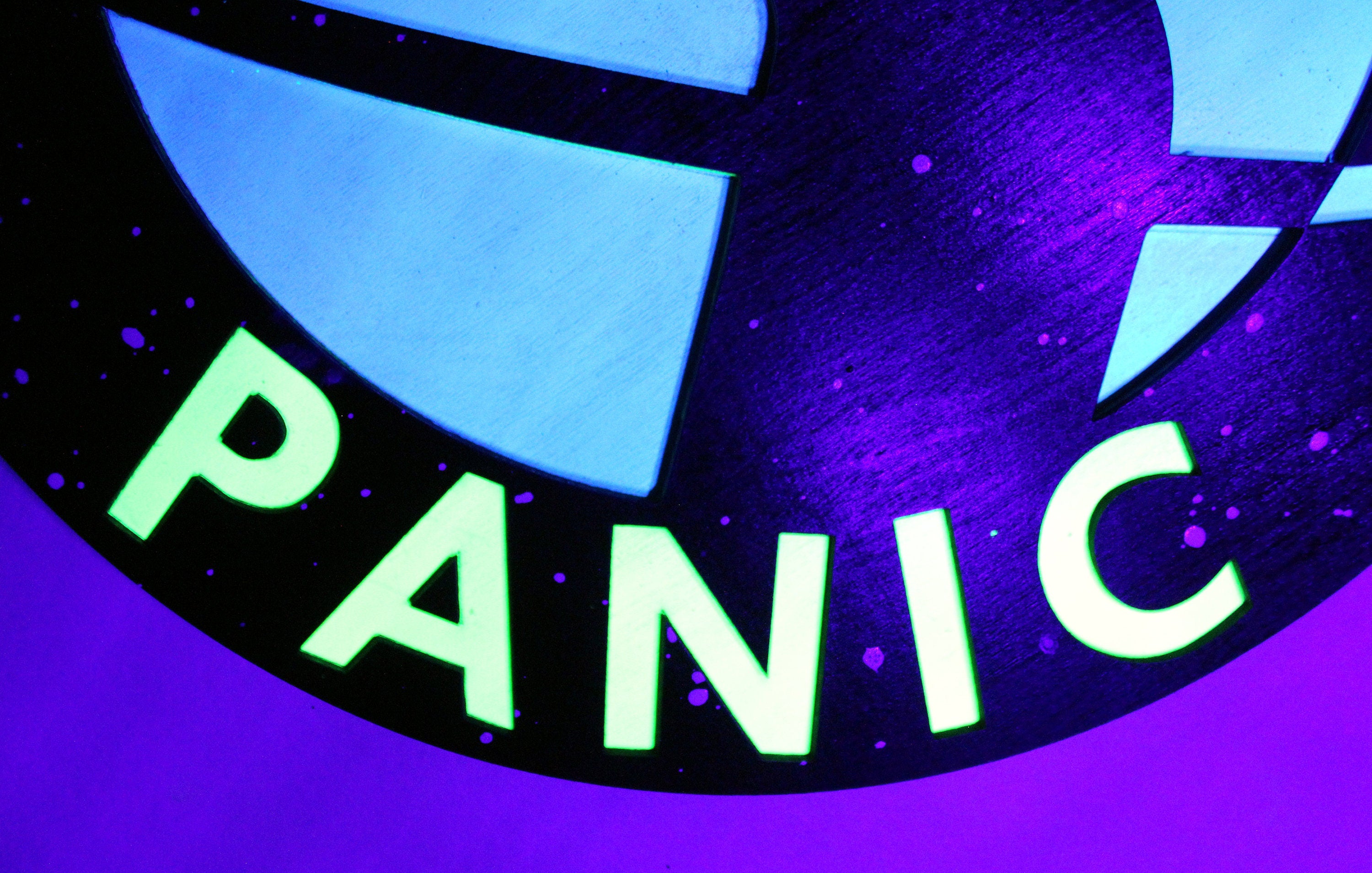 Don't Panic - Hitchhiker's Guide to the Galaxy Logo - Wood Carved Sign - UV Reactive