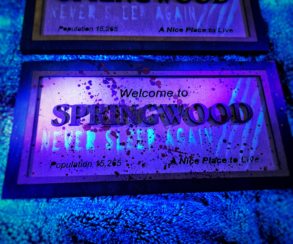 Welcome to Springwood - Nightmare on Elm Street - Wood Carved Sign