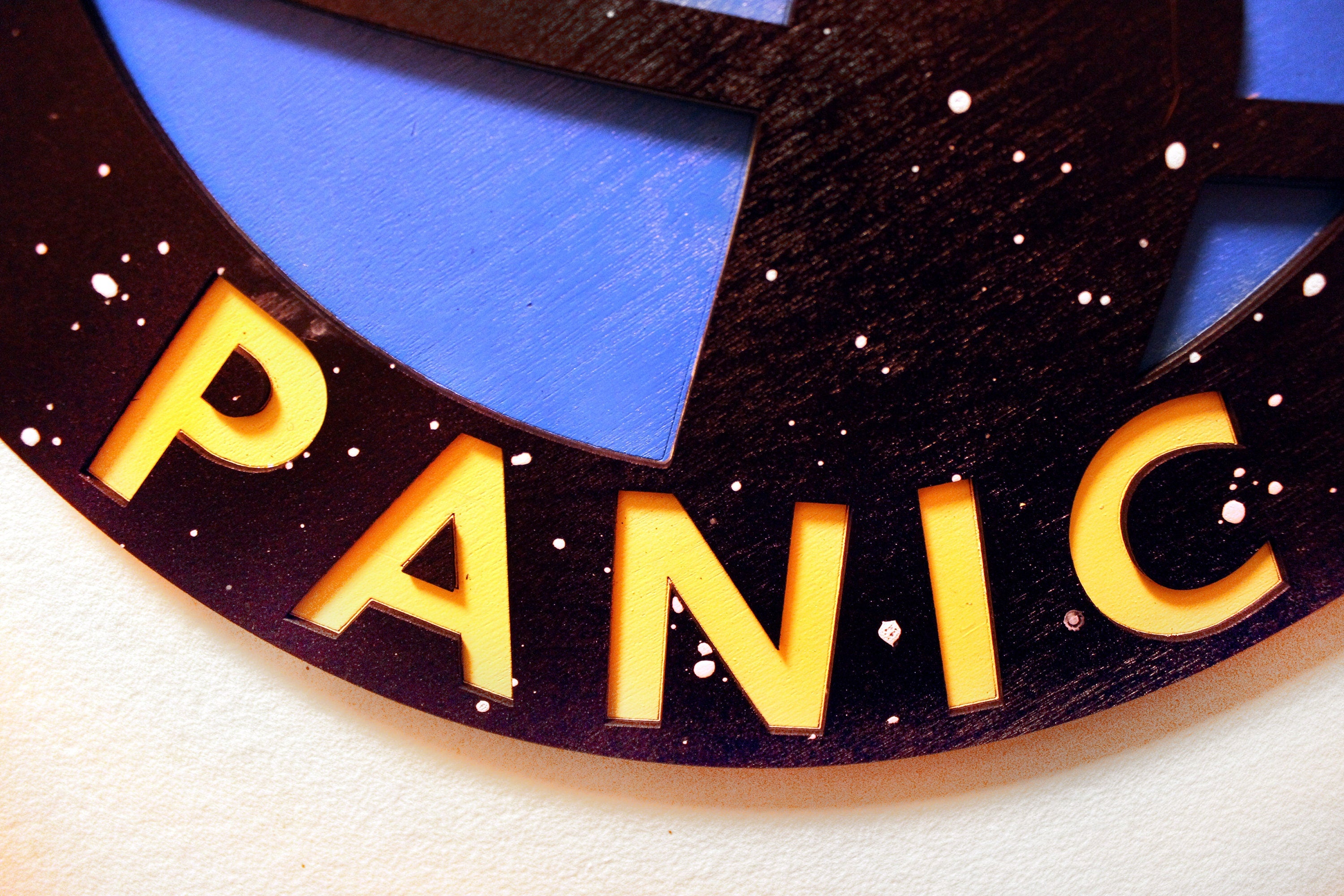 Don't Panic - Hitchhiker's Guide to the Galaxy Logo - Wood Carved Sign - UV Reactive