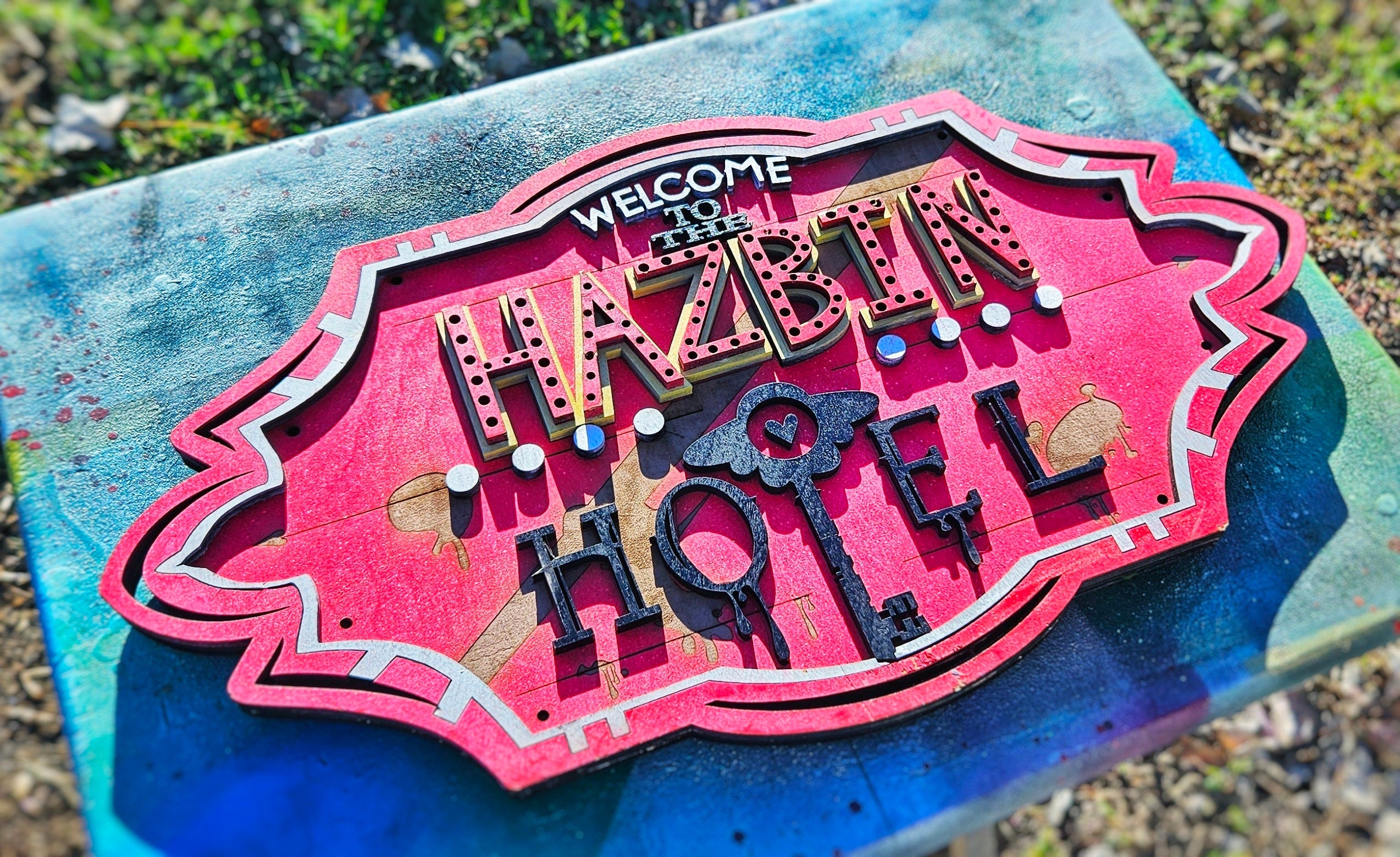 Hazbin Hotel  - Hotel Marquee - Wood Carved Sign