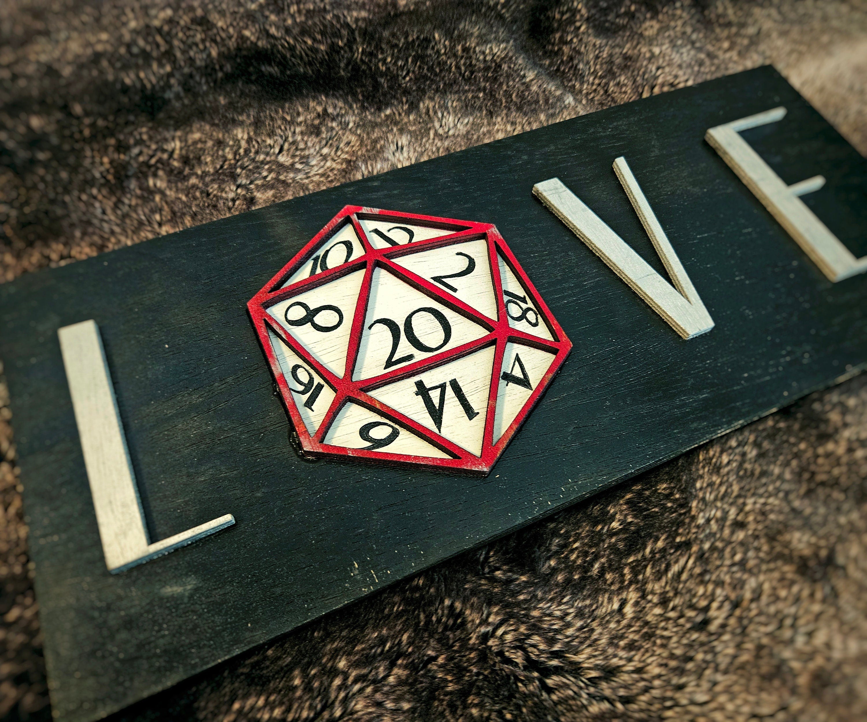 D20 Love - Role Play Games - Wood Carved Sign