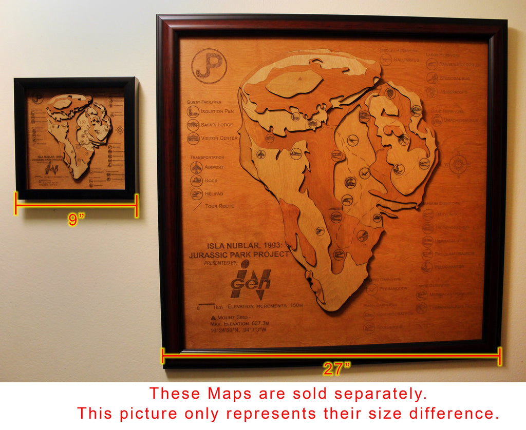 Jurassic Park - Isla Nublar - Extra Large - Wood Relief Carving - Framed
