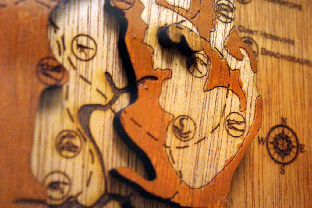 Jurassic Park - Isla Nublar - Wood Relief Carving - Shadow Box