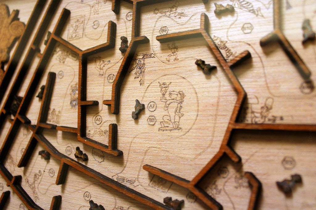 Mr. Toad's Wild Ride Map - Magic Kingdom - Walt Disney World - Wood Relief Carving - Shadow Box
