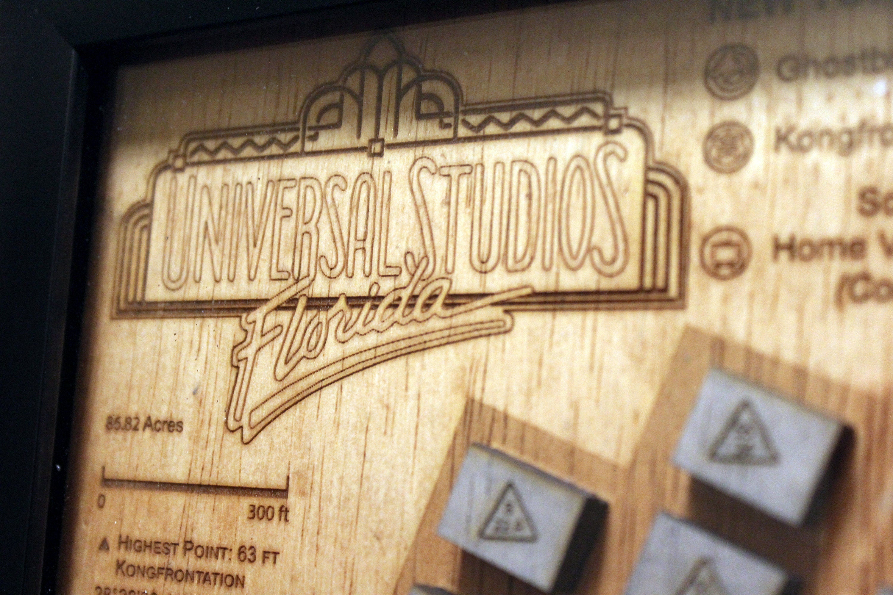Universal Studios Florida - Wood Relief Carving - Theme Park - Shadow Box