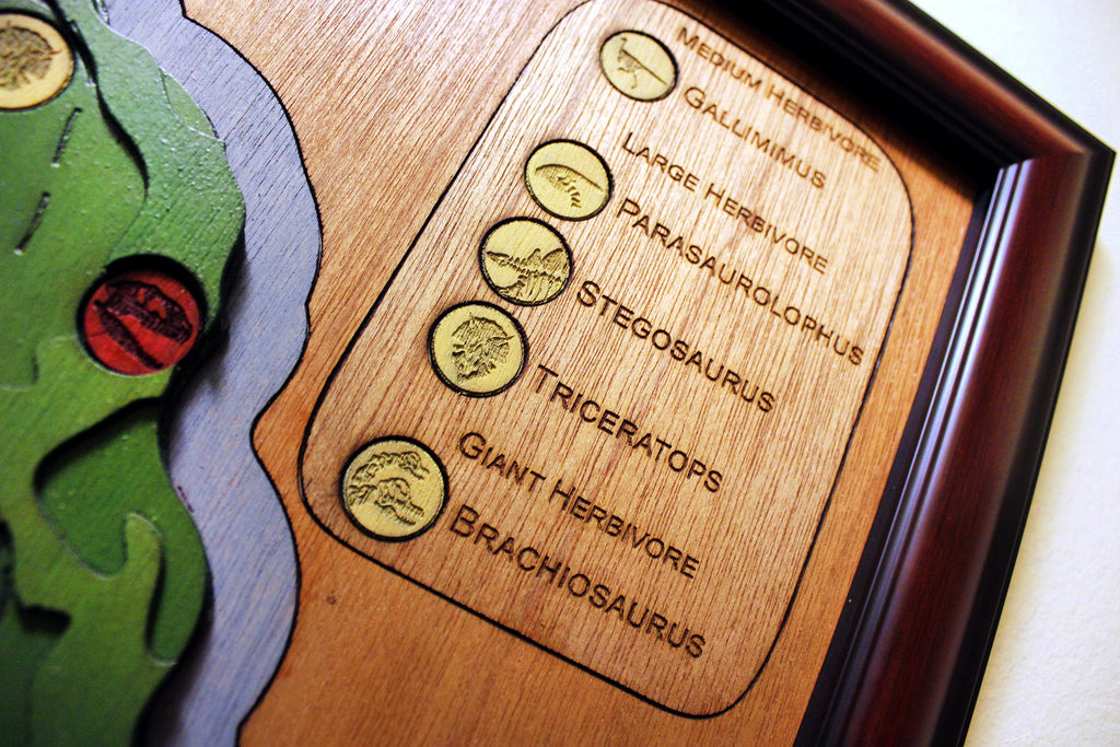 Jurassic Park - Isla Nublar - Extra Large - Wood Relief Carving - Framed