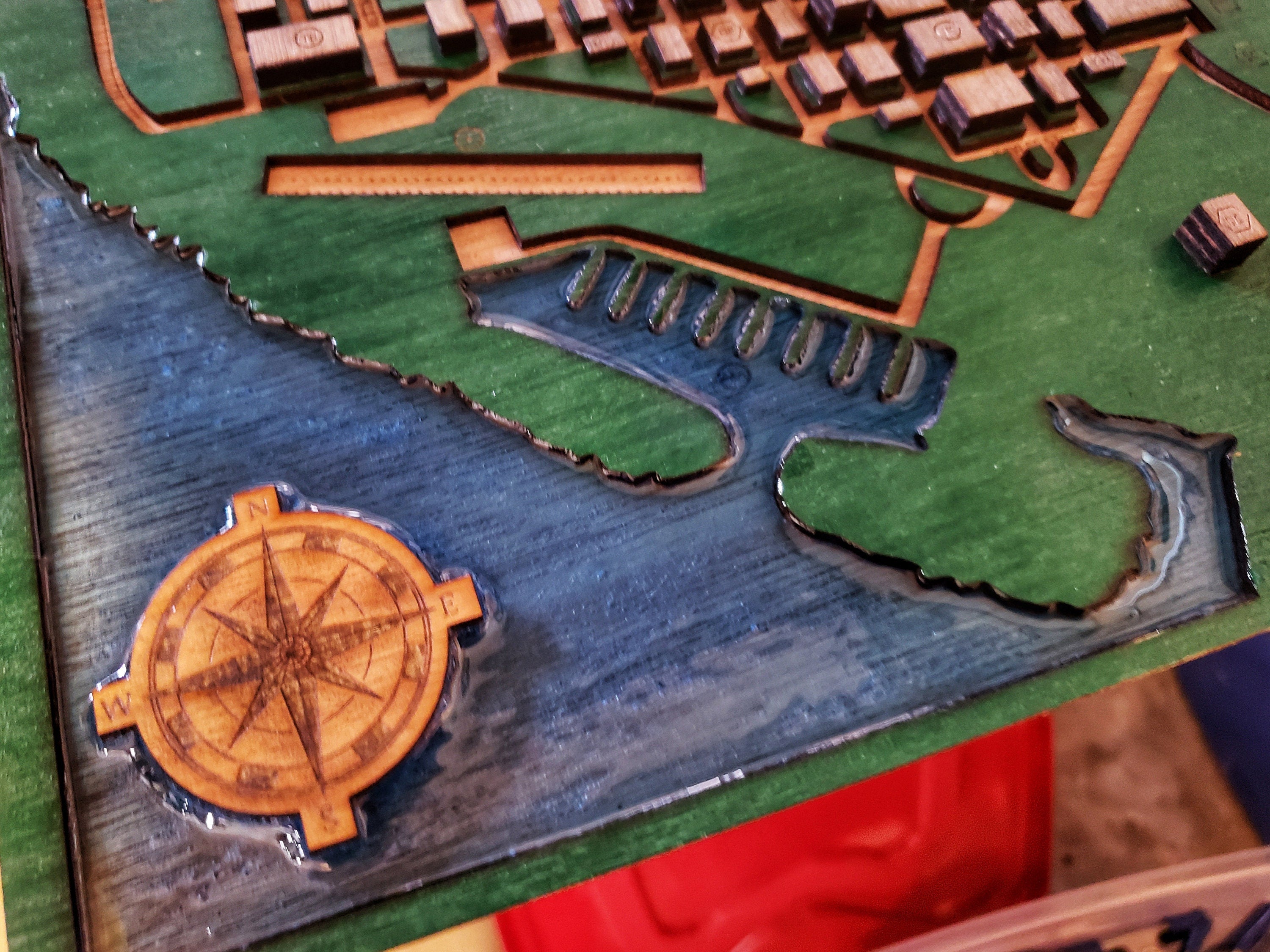 Sunnydale Town Map - Buffy The Vampire Slayer - Wood Relief Carving - Shadow Box