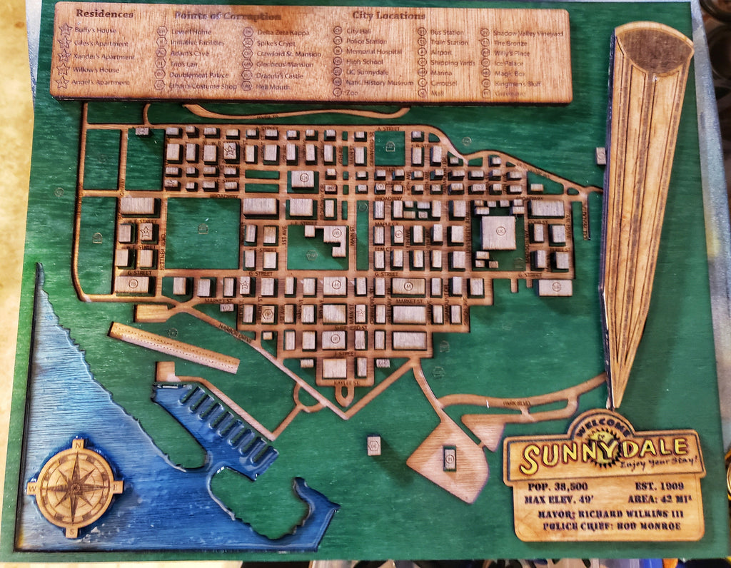 Standard edition of this map features 7 layers of 3mm wood, and4 primary different paint colors.
