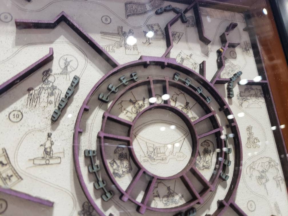 Journey into Imagination Ride Map - Figment - EPCOT - Walt Disney World - Wood Relief Carving - Shadow Box