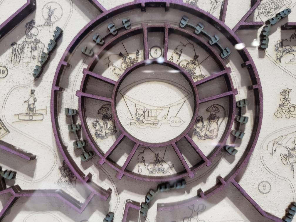 Journey into Imagination Ride Map - Figment - EPCOT - Walt Disney World - Wood Relief Carving - Shadow Box