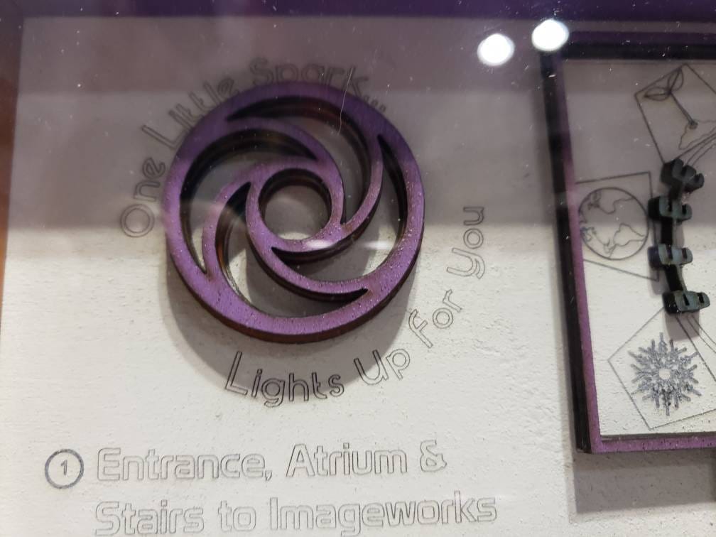 Journey into Imagination Ride Map - Figment - EPCOT - Walt Disney World - Wood Relief Carving - Shadow Box