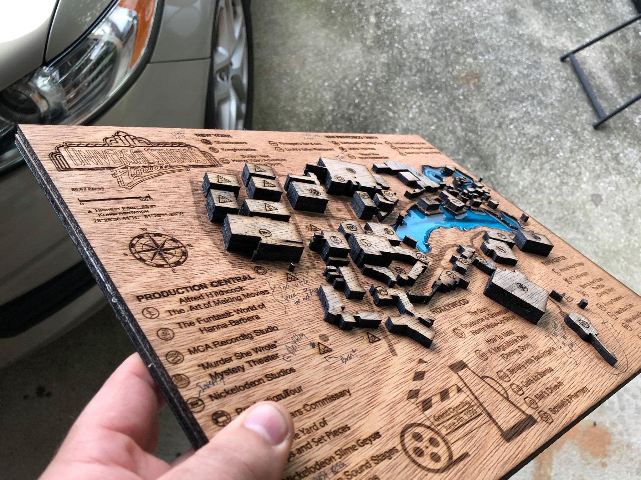 Universal Studios Florida - Wood Relief Carving - Theme Park - Shadow Box