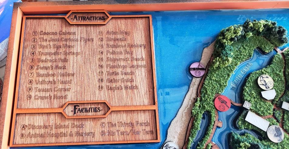 Discovery Island 1999 Park Map - Walt Disney World - Wood Relief Carving - Shadow Box