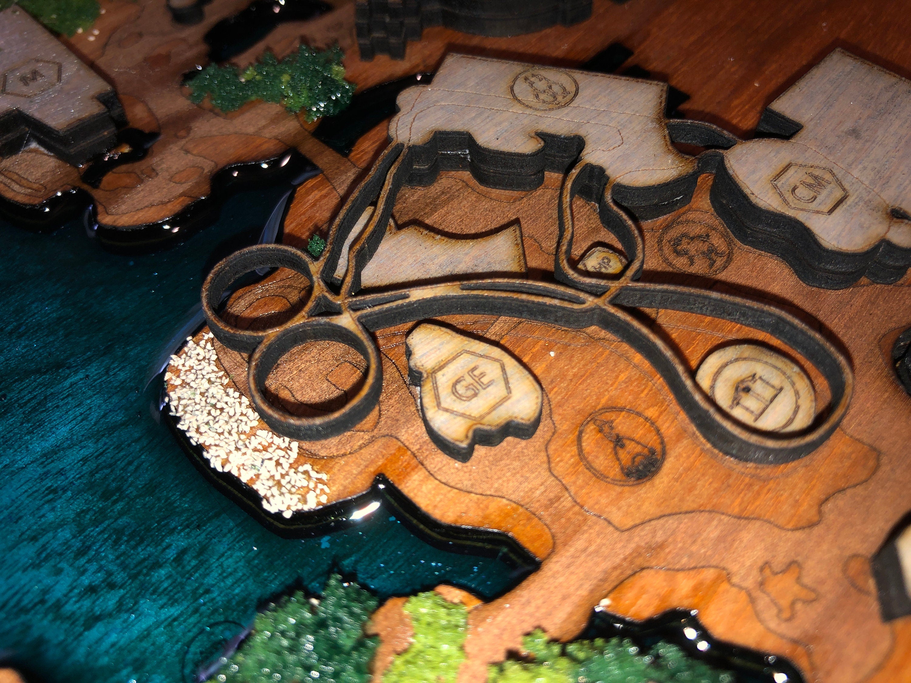 Islands of Adventure 1999 Park Map - Universal Orlando - Wood Relief Carving - Shadow Box